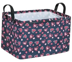 Rectangular Valentines Basket Pink Love Storage Bin Black flower love - Picture 1 of 8