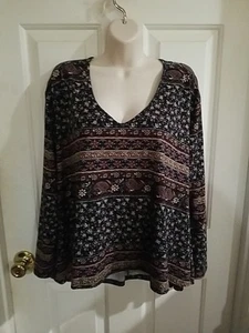 Blusa túnica manga larga Say What multicolor y patrón fluida talla M - Imagen 1 de 6