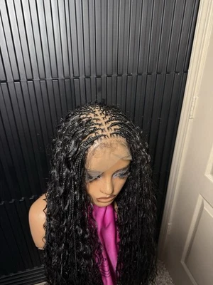 Peluca trenzas boho sin nudos pequeña de encaje completo de 30 pulgadas Foto 1 de 4