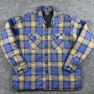 Vintage Herren Woodland Flanell Hemd Gr.XL kariert blau grün gesteppt gefüttert Jacke - Bild 1 von 6