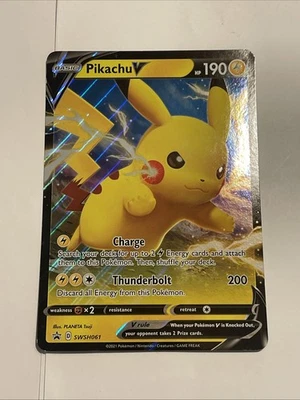 JUMBO Pikachu V Oversized Card SWSH061 Sword & Shield Promo Pokemon - Image 1 of 3