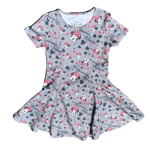 Disney Minnie Mouse Twirl Dress * 10/12 * Gray W/ Pink White Polka Dot Bows - Picture 1 of 3