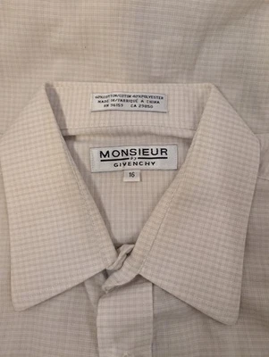 Monsieur by Givenchy Beige Plaid Short Sleeve Button Shirt Size 16 Cotton Blend - Image 1 of 4