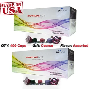 400 cups Dental Prophy Paste Coarse Prophylaxis Non Splatter Assorted Flavor - Picture 1 of 1