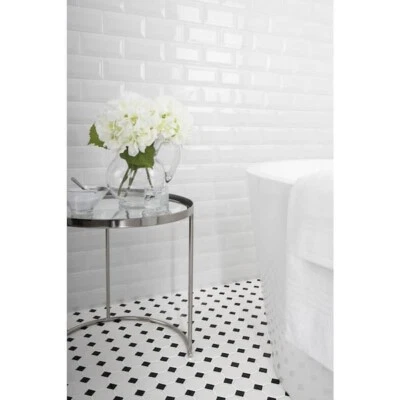 Ceramic Mosaic Tile Octagon White with Black Dot Matte (12”x 12”x1/4”) 5 Cases - Image 1 of 4