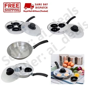 2/3/4 Cup Egg Poacher Pan With Lid Non-Stick For Healthy Breakfast Silver 9103 A - Picture 1 of 8