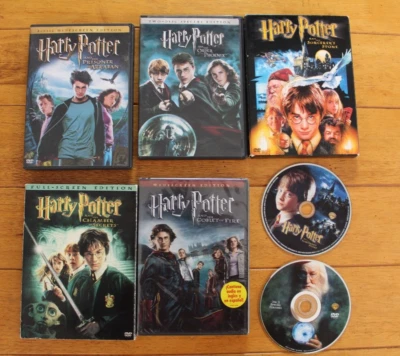 HARRY POTTER DVD OF 5 (+2 DISC LOOSE) CHAMBER PHOENIX GOBLET (f3) - Image 1 of 4