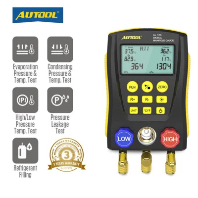 HVAC Digital Manifold Gauge Refrigeration A/C Vacuum Pressure Temperature Test - Image 1 of 4