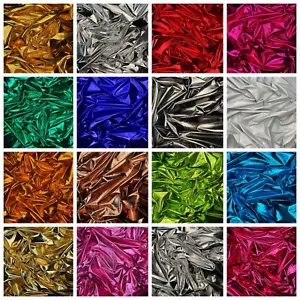 Premium Metallic Jersey Foil Stretch Shiny Fabric Fancy Dress Costume Material - Picture 1 of 20