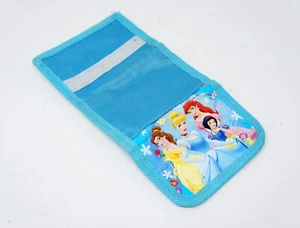 Disney Princess Blue Trifold Wallet Snow White Belle Ariel Cinderella Good Used - Picture 1 of 2
