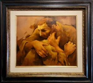 Charles Bragg - Father & Son Affection - Oil painting - Picture 1 of 10