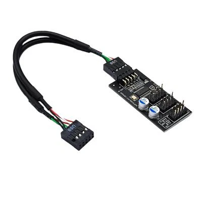 Scheda madre USB 2.0 9 pin header da 1 a 3 cavo connettore hub di estensione - Immagine 1 di 4