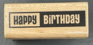 Alles Gute zum Geburtstag Wort Phrase Gruß moderne Schrift Rahmen Stil Holz Gummi Stempel - Bild 1 von 3