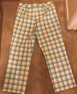 ❤️ANN TAYLOR LOFT CROPPED CAPRI PANTS ~BLUE YELLOW STRIPE STRIPE STRETCH Sz 8❤️ - Picture 1 of 6