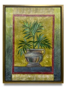 Arte de Nueva York - Pintura al óleo original de bodegón maceta de hierba sobre lienzo 12x16 enmarcada - Imagen 1 de 6