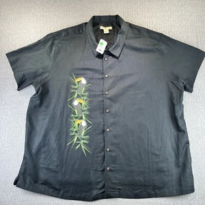 Hawaiian Birds Linen Blend New With Tags Men shirt (3XL) island passport Button - Picture 1 of 8