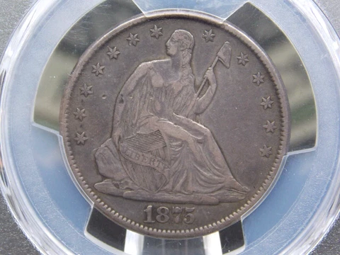 1875 "CC" Seated Liberty SILVER Half Dollar 50c PCGS VF35 #714 Very Fine ECC&C Cover