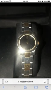 Movado Museum schwarzes Zifferblatt bicolor Edelstahl Schweizer Damenuhr 81 E4 1846 - Bild 1 von 5