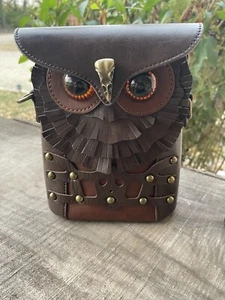 Borsa a tracolla donna RO-ROX marrone 3D gufo mini borsa pelle PU cintura passante - Foto 1 di 17