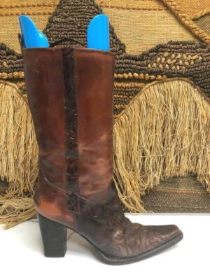 ANTONIO MELANI Cassidy Botas de Cuero Floral Marrón Tooled Talla 8.5 M Foto 1 de 4