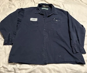 Vintage Cintas AVEDA Work Shirt 3XL Navy Mechanic John Butziler Patch Heavy Duty - Picture 1 of 9