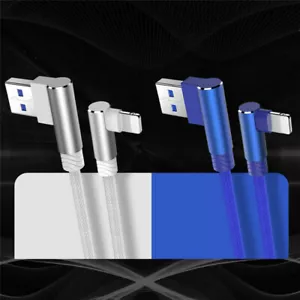 1/2/3M Lead For iPhone/TypeC/Micro 90° Elbow USB Data Fast Charge Charger Cable - Photo 1 sur 17