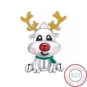 Charms Anhänger Rentier rote Nase Weihnachten Dame Armband 925 Sterling Silber - Bild 1 von 1