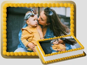 Personalisierter Tortenaufleger mit Foto Essbare Tortendeko für Geburts Hochzeit - Bild 1 von 15