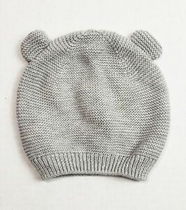 H&M Baby Gray Ears Knitted Beanie Winter Hat US 1-2 Years bear