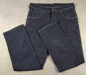 BNWOT Wrangler Mens Jeans W32 L29 Dark Blue Cotton Stretch Zip Fly Tapered Leg - Picture 1 of 16