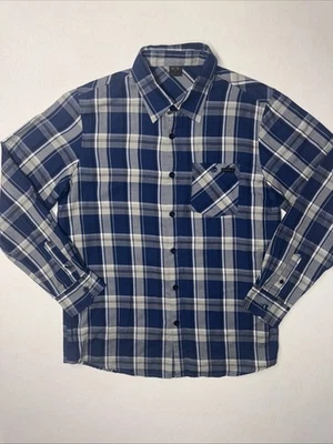 Camisa Oakley Para Hombre Azul Gris Negra A Cuadros Manga Larga Abotonada Talla Pequeña Foto 1 de 4