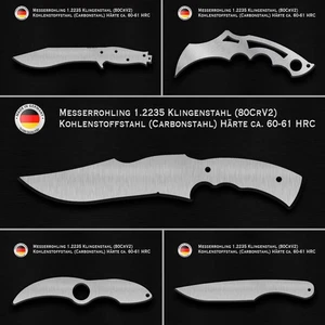 Cuchillo en blanco - Modelo de cuna, hoja en blanco, ideal para bricolaje, exterior y artesanía - Imagen 1 de 43