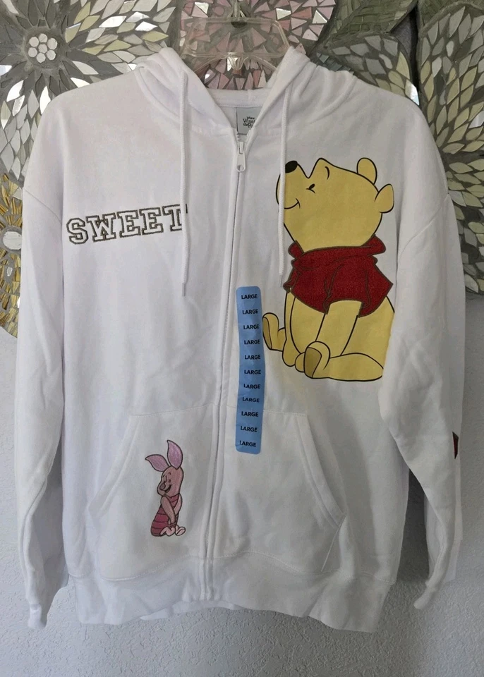 Disney Womens Licensed Winnie The Pooh Full Zip Character Hoodie Size L