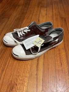 Converse Jack Purcell Ox Mens Rare Vintage Size 10 Shoes BROWN PATENT LEATHER - Picture 1 of 8