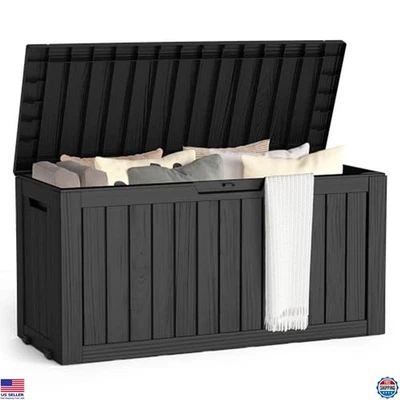 Wasserdichte 72 Gallonen Outdoor Aufbewahrungsbox - Langlebig Schwarz Harz Deck Eimer für - Bild 1 von 4