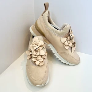 Tory Burch Blossom Runner sneaker floreale in neoprene rosa blush taglia 8 - Foto 1 di 8