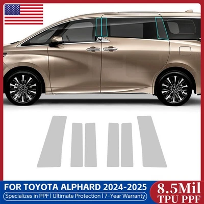 For Toyota Alphard 2024-UP B C Pillars Precut Paint Protection Film PPF TPU - Image 1 of 4