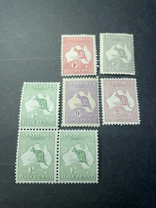 AUSTRALIA KANGAROOS MINT x 7 MLH and MNH ASSORTED WMKs. - Picture 1 of 4