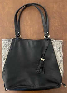 STELLA & DOT 'The Switch' Schultertasche Tasche Handtasche schwarz Leder erweiterbar - Bild 1 von 20
