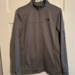 Youth XL Under Armour Gray Loose Full Zip Jacket With Pockets Nice Pre Owned - Picture 1 of 8