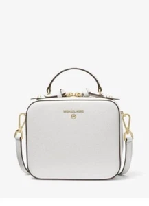 MICHAEL KORS Jet Set Charm- Leather Medium Crossbody- Optic White- New With Tags - Picture 1 of 3