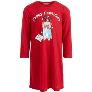 Family Pajamas Matching Happy Pawlidays Dog Kids Girls Night Shirt, Red, Sz 4-5 - Picture 1 of 1