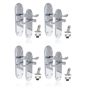 Silver Door Handles Interior Door Handles - Victorian Scroll Polished Chrome x4+ - Bild 1 von 14