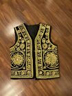 Heavily Embroidered Sewn Mexico Gold Thread Metal Accent Floral Vest Adult L