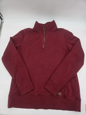 Винтажный LL Bean традиционный крой выстеганный пуловер толстовка 1/4 молнии темно-бордовый мужской L - Изображение 1 из 4
