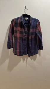 Burberry Brit Womens Small Blue Nova Check Plaid Button Down Designer Cotton SP - Picture 1 of 7
