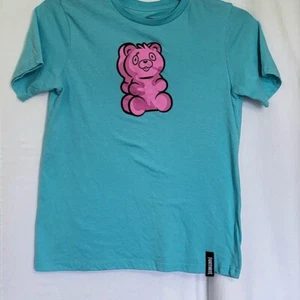 Fortnite Boys Casual Turquoise Short Sleeve Pink Bear School T-shirt Large 10-12 - Picture 1 of 5