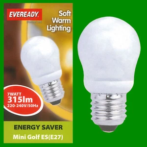7W (=25W) Mini Golf Ball, Round, G45, CFL, ES E27 Light Bulb, Edison Screw, Lamp - Picture 1 of 3
