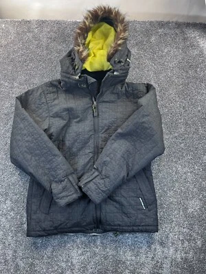 Volcom Thermonite Jacket Womens S Faux Puzzle Print Parka Hooded Snow Black - Image 1 of 4