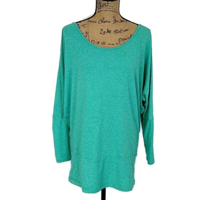 Top Lucy Mujer Talla M Verde Cuello Redondo Manga Larga Ala de Murciélago Gran Tamaño Atlético Foto 1 de 4